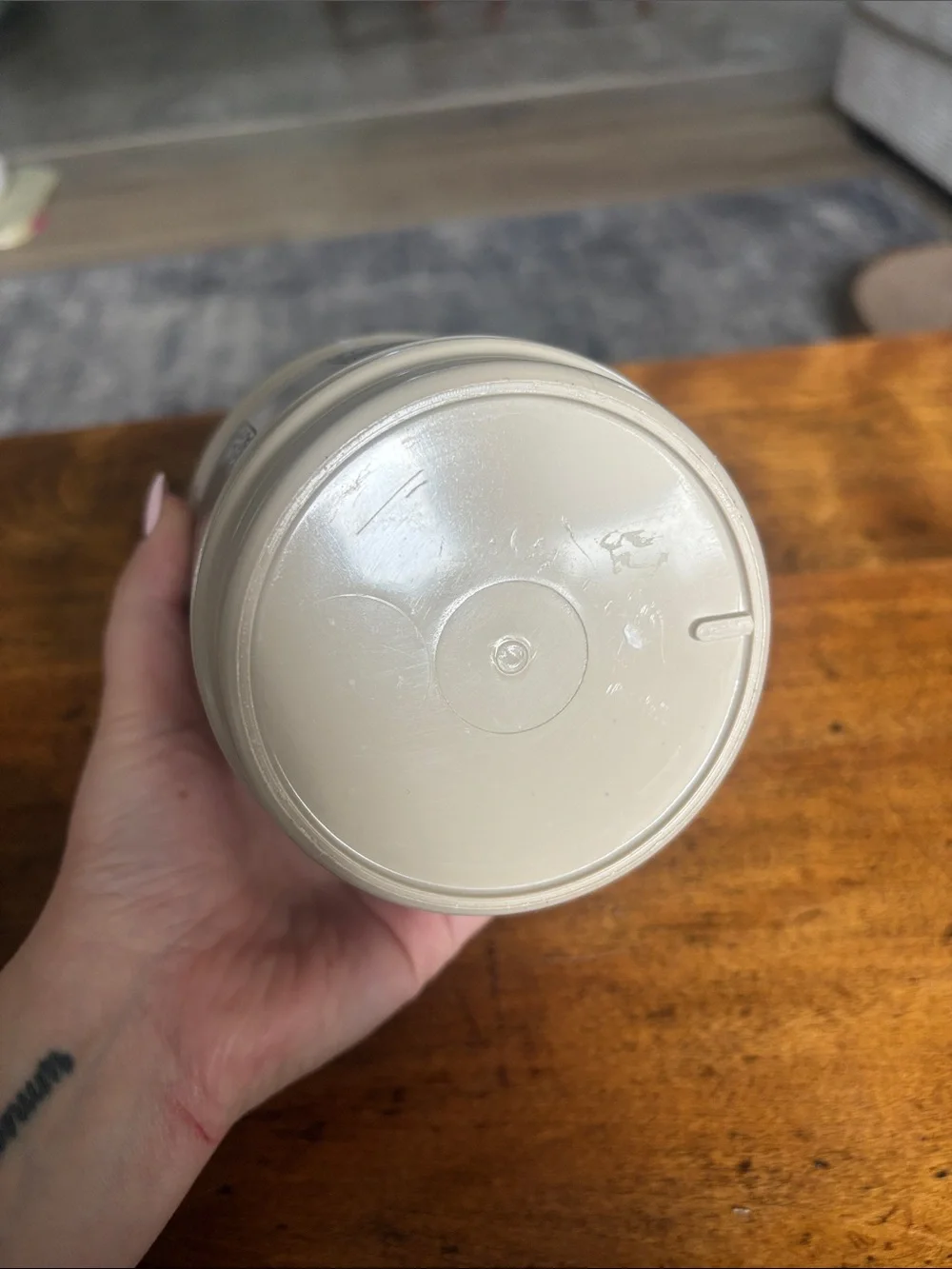 Vintage Beige Brown Tea Canister Classic Kitchen Storage Mid Century Modern